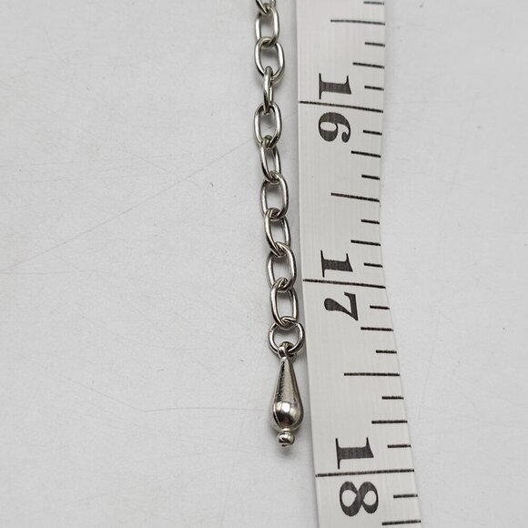 Vintage Silver Tone Blue Thermoset Leaf Necklace Clip-On Earrings Set - Picture 8 of 8